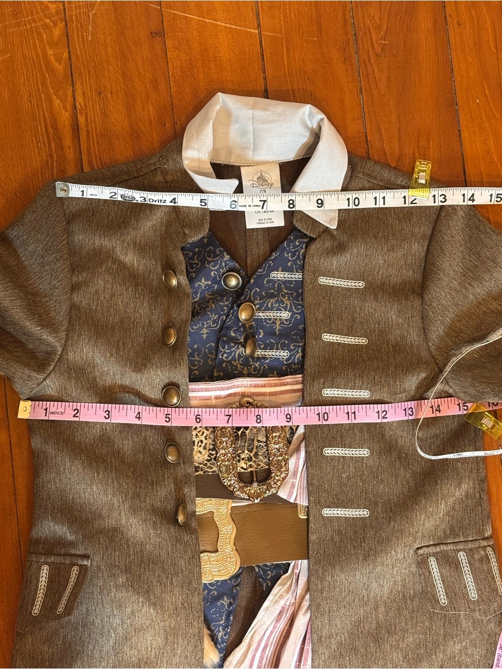 Disney Pirate Costume Kids 7/8 Captain Buccaneer Renaissance Halloween - Picture 8 of 9